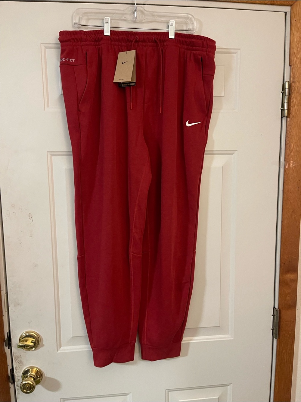 Nike Dri-FIT Red Jogger Pants Size XL Elastic Waist Drawstring Pockets New!!